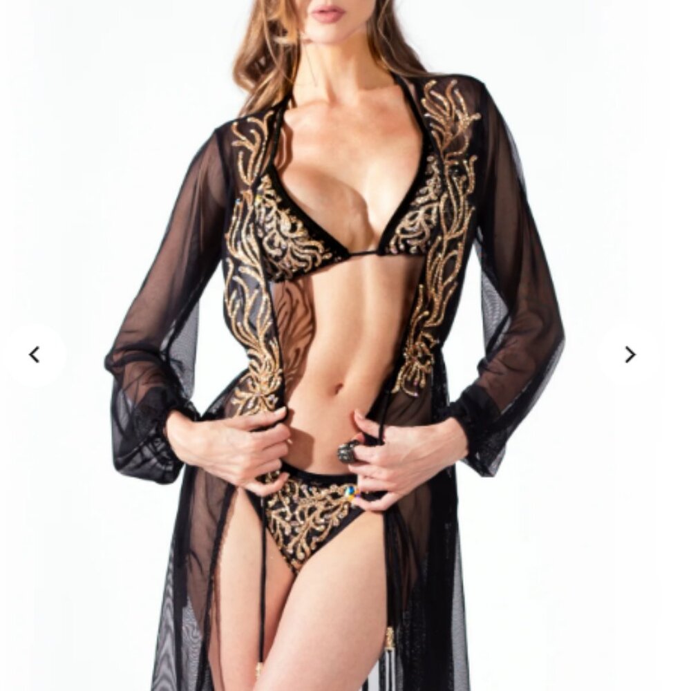Baccio Spider Cover Up Short Black Gold